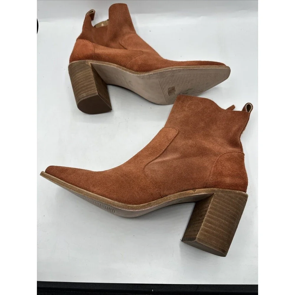 NEW Antonio Melani Red Brown‎ Bishop Suede Boots Women's Size 9.5 M
